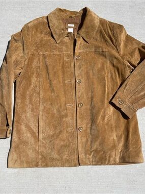 Vintage Cherokee Leather Jacket Size XL Tan 90s Y2K Suede Western Coat Button